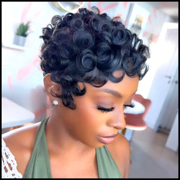 Short Curly Pixie Cut Wig Human Hair Glueless Layered Brazilian Virgin main image 6